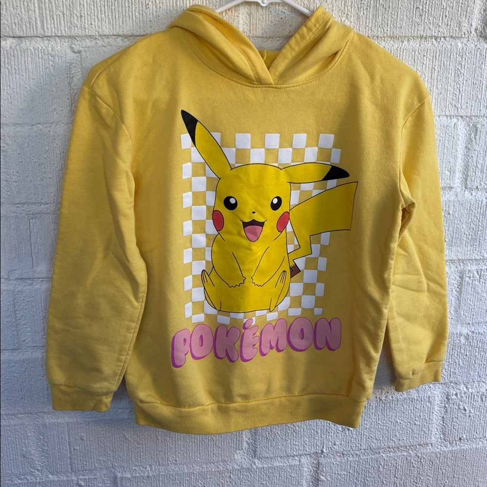 Pokémon Pikachu Pink Bubble Letter Hoodie sz 10/12